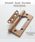 Heavy Duty 4 Inch Ball Bearing Door Hinges With Silky Smooth Operation And Rock Solid 304 Stainless Steel Build Featuring A Matte Wood Grain Finish.
