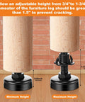 Kick The Wobble Adjustable Leveling Feet With T Nut Kit And Anti Skid Pads For Heavy Duty Tables Chairs Desks Cabinets 32 Piece Metal Leg Setup Matte Black height adjustment illustration