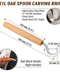 Left Handed Hook Whittling Knife Cut From Heavy Duty Carbon Steel For Easy Bowl And Kuksa Turning A Knockout Straight Shooter That Makes Precision Carving Look Effortless, 7.3" oak handle.