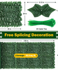 Dense Leaf Ivy Privacy Fence Screen 120x40 Inches No Gap Faux Ivy Wall Panel with dimensions and cable ties shown
