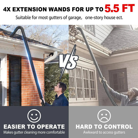 Comparison of Ground Level Gutter Cleaning Tool Attachments For 2.5 Inch Shop Vac with easier reach vs awkward angle