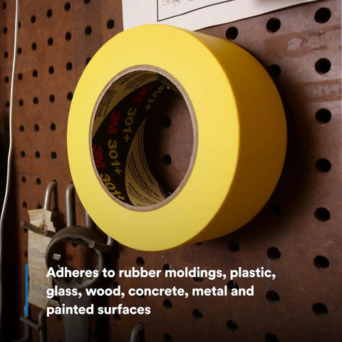 Industrial Strength Yellow Masking Tape For Paint Masking In Automotive And Specialty Vehicle And Industrial Applications, 36 Mm By 55 M on a pegboard