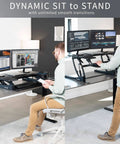 36 Inch Height Adjustable Desk Converter Sit To Stand Riser With Dual Monitor Support, Large 91 Cm Surface, Black V Series Stand Up Desk