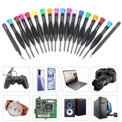 18 Piece Magnetic Screwdriver Set For Specs Phones And Watches With Flathead Phillips Pentalobe Torx Star Bits Tweezers