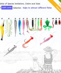 Assortment of soft lures in All In One Fishing Lures Kit With Tackle Box Includes 79 Pcs Bass Lures Set Featuring Crankbaits.