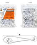 6 Inch Heavy Duty 5mm Ball Bungee Canopy Cords Set 100 Pieces White Durable Elastic Ties for Tents with packaging shown