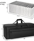 Large Travel Gig Bag For Cables And DJ Gear With Separate Compartments And Mesh Pockets Laptop Case Organizer shown with dimensions