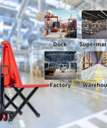Heavy Duty Semi Electric Pallet Jack With Scissor Lift And 3300 Lbs Capacity For Easy Warehouse Moves Plus Charger Included in factory setting.