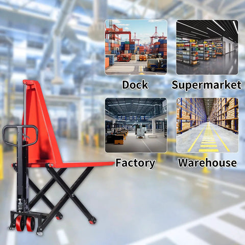 Heavy Duty Semi Electric Pallet Jack With Scissor Lift And 3300 Lbs Capacity For Easy Warehouse Moves Plus Charger Included in factory setting.