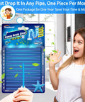 Power Enzyme Drain Cleaner Sticks in packaging, designed to remove clogs and odors, displayed in a bathroom with user.