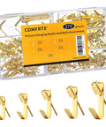270 Piece Picture Hanging Kit With Nails Heavy Duty Hooks Holds 10 To 100 Lbs Assorted Sizes For Gallery Walls Easy DIY Setup No Hassle Trip To The Hardware Store, brass hooks set in organizer box