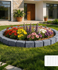 Faux Stone Landscape Edging Kit 15.5 Ft No Dig Border For Lawn And Garden Beds With Realistic Texture 4 Pack Of Sections Each With Six Bricks 46.85 In Long Includes 8 Spikes installed in a garden