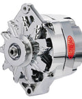 GM Original Look 12SI 100 Amp 12V Alternator With One Wire And Three Wire Config, Single V Belt Pulley in chrome aluminum case