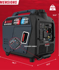 Dual Fuel Portable Inverter Generator With 4300 Starting Watts And 3450 Running On Gas, RV Ready, showing telescopic handle