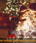 Children enjoying Ultra Long Outdoor Christmas Lights 330Ft 1000 LED String Lights With Reel 8 Modes And Timer Remote UL Listed