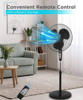 Pedestal Floor Fan With Remote, Adjustable Height, Touch Control, 90 Degree Oscillation, 3 Speed Settings in living room