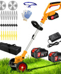 Cordless Weed Eater 3 in 1 Trimmer Brush Cutter Edger With Wheels Stringless Weed Wacker and accessories on grass