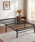 Rock Solid Twin Metal Platform Bed Frame Featuring Heavy Duty Steel Slats And Six Sturdy Legs No Box Spring Required Straight Forward Assembly, shown in room setting.