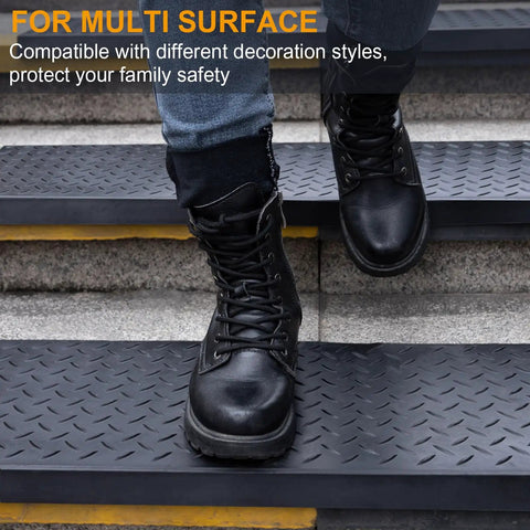 Boots on Non Slip Rubber Stair Treads 29.69 By 9.85 Inches Six Pack Durable Outdoor Step Mats With Nosing for safety