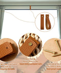 8 Piece Hella Durable Premium Leather Wall Hooks With Solid Brass Screws For Heavy Duty Curtain Hanging And Super Slick Bathroom Storage Essentials showing leather straps and brass screws.