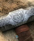 Custom Handmade Bear Engraved Decorative Hammer For Blacksmiths And Crafters featuring intricate bear design on steel head.