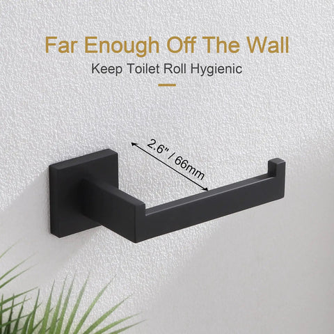 Matte Black Wall Mounted Toilet Paper Holder Stainless Steel SUS304 Rustproof Bathroom Accessory near wall