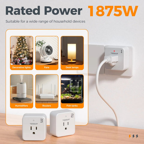 Plug And Play Remote Control Outlet Kit With Three Outlets And One Remote For Indoor Lamps, String Lights, Small Appliances