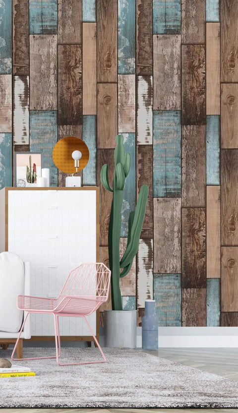 Wood Look Grain Plank Peel And Stick Wallpaper 393 Inches Long By 17.7 Inches Wide Self Adhesive And Removable Rustic Vintage Faux Vinyl Roll Great For Accent Walls Cabinets Shelves Dresser And Diy Home Renovation Projects on living room wall.