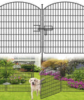 No Dig 16 Panel Garden Fence With Gate For Outdoor Pets And Kids Rustproof Metal Garden Edging Border Tall Animal Barrier