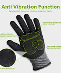 Heavy Duty Work Gloves For Men With ANSI Cut Level A5 Protection, TPR Knuckle Guards, nitrile coated palm for maximum grip