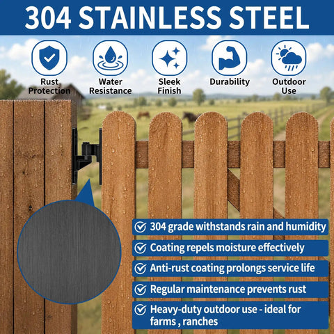 Beefy Heavy Duty Gate Hinges For Metal And Wood Fences, 304 Stainless Steel Construction, 600 LB Capacity, rain on gate