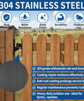 Heavy Duty Gate Hinges 2 Pack 304 Stainless Steel With Painted Coating Rock Solid Rust Resistant Outdoor Hardware Tough As Nails 5/8 Inch Pin with rain and wood fence backdrop