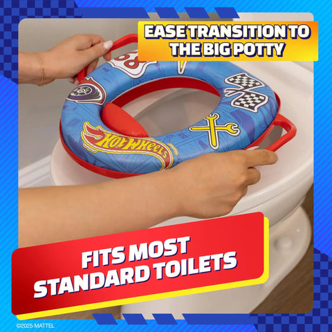 Cushioned Toddler Potty Training Seat With Totally Rad Race Car Vibes, Secure Grip Handles, Slip Resistant Ring, Splash Deflector And Super Handy Storage Hook For Tiny Pilots