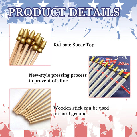 Product details of 12 Pack 250th Anniversary USA Flags On Sticks 5x8 Inch Handheld Flags For 4th Of July Outdoor Decor Polyester With Wooden Sticks Party Supplies Bundle