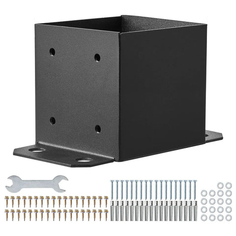 6x6 Post Base Kit Four Pack With 5.6 By 5.6 Inch Inner Size Heavy Duty Powder Coated Matte Black Post Anchor Bracket For Wood Posts Deck Railing And Pavilion Support