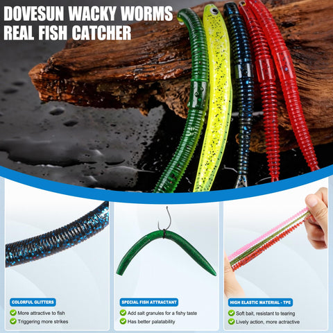 Bass Fishing Kit With Wacky Worms 220PCS✓