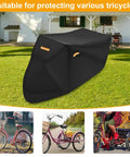 Heavy Duty Tricycle Cover For Adults Weatherproof UV Protection Windproof Snow Resistant Outdoor Shield Black Oxford Cloth Fits 75L X 30W X 44H For 3 Wheel Bikes Mountain Road Cruiser And Some E Bikes, black tricycle cover outdoors