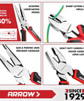 3 Piece Pliers Set Including 8.5 Inch Linesman, 8 Inch Needle Nose Pliers, 6 Inch Diagonal Cutter, Comfortable Ergonomic Anti Slip Handles