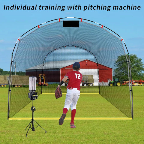 Portable Baseball Batting Cage Net For Outdoor And Indoor Practice, 13 By 10 By 8 Feet used with pitching machine