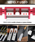 Professional Chisel Sharpening Jig With 400 And 1000 Grit Diamond Stones Precision Angle Fixture For Woodworking Blades showing fitting mechanism for various chisel widths.