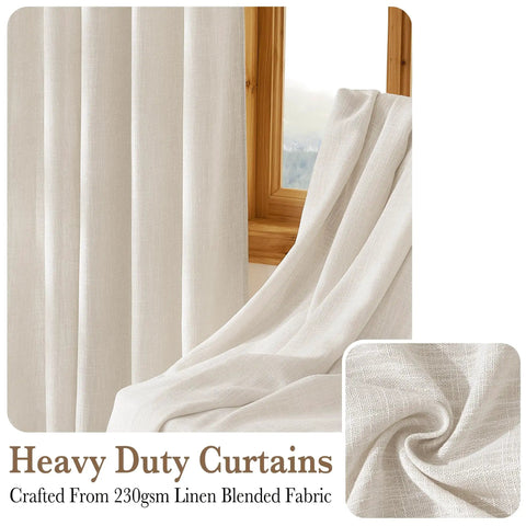 Semi Sheer Linen Curtains 52 Inch Wide By 90 Inch Long For Bedroom And Living Room, Privacy Protecting Light Diffusing Drape