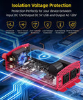 Internal view of 500W Pure Sine Wave Power Inverter With PD30W And QC18W Power Up 12V DC to 110V AC, showcasing voltage protection features.