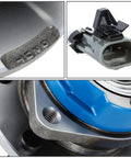 Close-up of Front Wheel Bearing Hub Assembly With ABS Sensor Plug for Cadillac SRX 2004 2009 and Cadillac STS 2010 2011 detail.