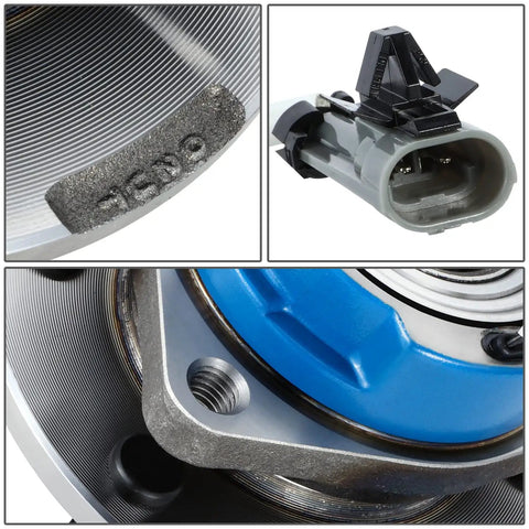 Close-up of Front Wheel Bearing Hub Assembly With ABS Sensor Plug for Cadillac SRX 2004 2009 and Cadillac STS 2010 2011 detail.