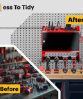 Heavy Duty Wall Mounted Power Tool Organizer With Integrated Charging Station And Six Outlet Strips, Insanely Solid Metal Garage Cabinet Keeping Your Drills Locked Tight, No-Sweat Setup Slick Gear Hub For Garage Bliss organized tools mounted on a wall.