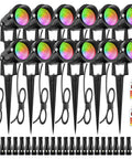 12W RGB Low Voltage Landscape Lights Kit With Dimmable Color Changing Outdoor Spotlights IP66 Waterproof 12V 24V Compatible For Yard Garden Pathway Vibe Deck Christmas Decor 12 Pack, showing lights and remote controls