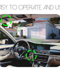 Car interior with 2-Pack G3T R Remote Replacement for Genie Garage Door Opener highlighted, house garage door view