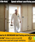Top Shelf Closed Cell Spray Foam Insulation Kit Two Component Polyurethane Sealer With 15 Ft Hose in use by contractor in home.