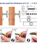 Illustration of installation details for Slap Some Fresh Style On Your Cabinets With These Sleek Brushed Nickel Round Knobs, Heavy Duty Zinc Euro Drawer Pulls, One And One Quarter Inch Furniture Hardware, Smooth Gliding Five Pack For Kitchen Remodel Refresh.