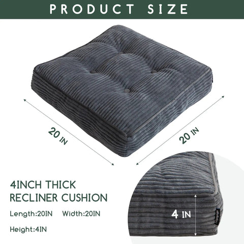 Tufted Corduroy Recliner Seat Cushion For Seniors And Adults High Density Foam 20x20x4 Inches Get Up Easier Cushion